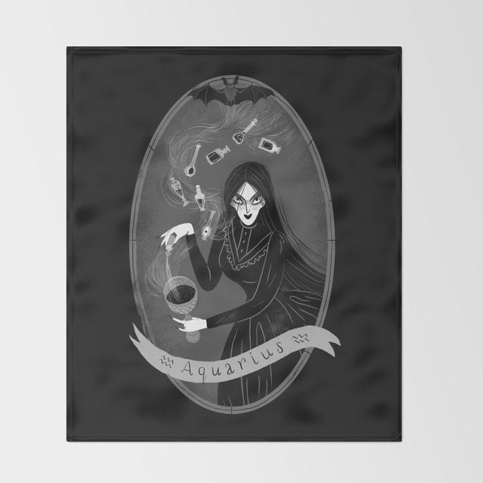 Aquarius Witchy Zodiac Throw Blanket Gallery Image 2