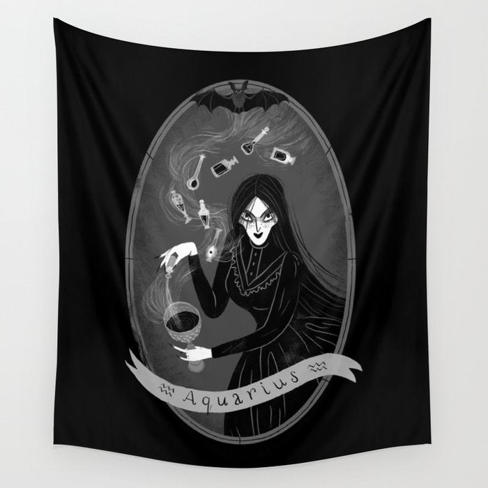 Aquarius Witchy Zodiac Wall Tapestry Gallery Image 4