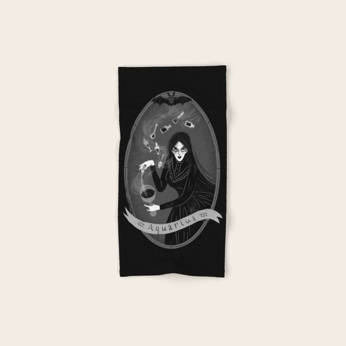 Aquarius Witchy Zodiac Bath Towel Gallery Image 1