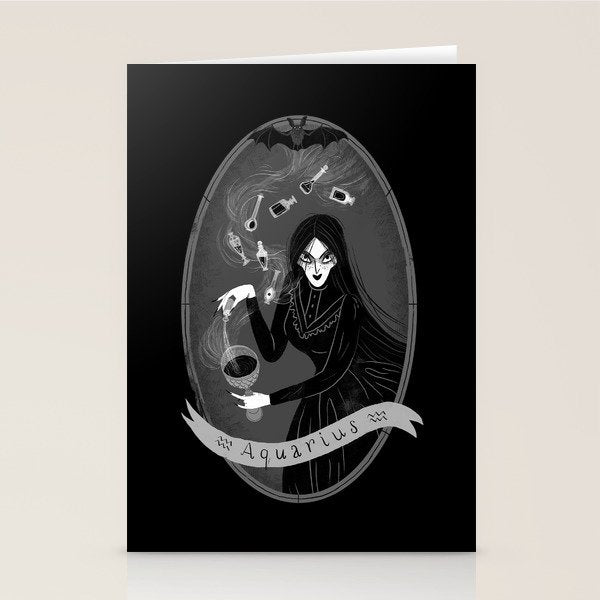 Aquarius Witchy Zodiac Stationery Card Gallery Image 2