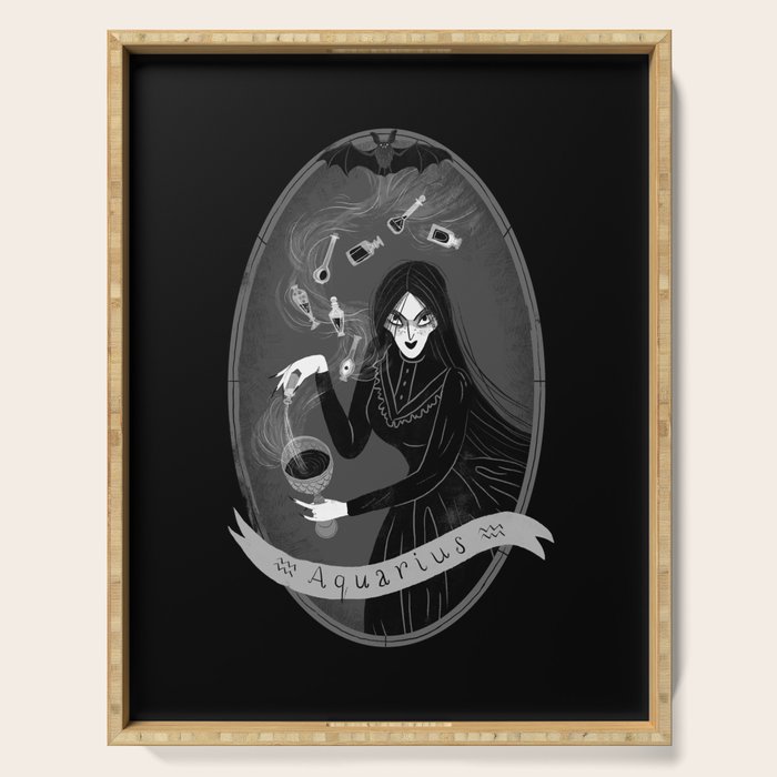 Aquarius Witchy Zodiac Serving Tray Gallery Image 1