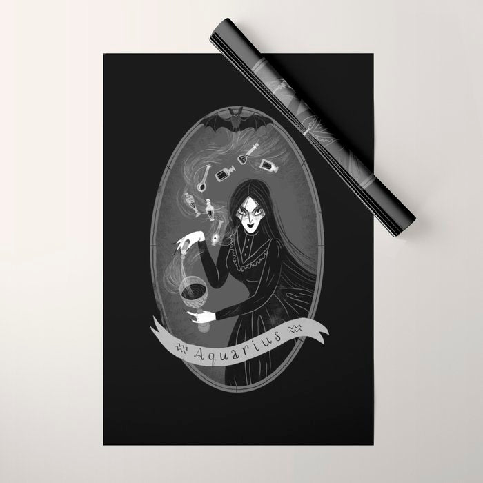 Aquarius Witchy Zodiac Wrapping Paper Gallery Image 1