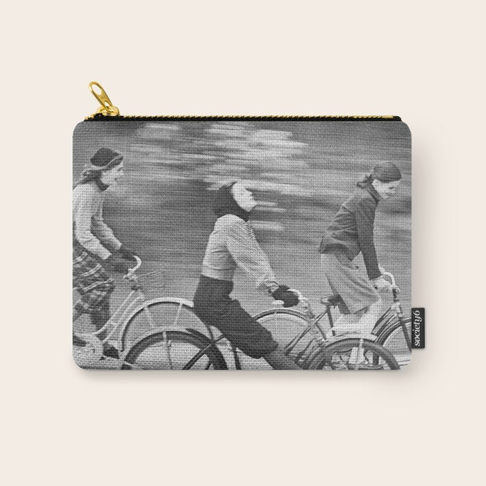 Women Riding Bicycles black and white photography / black and white photographs Carry All Pouch Gallery Image 1