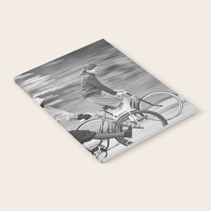 Women Riding Bicycles black and white photography / black and white photographs Notebook Gallery Image 1