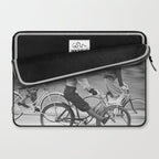 Women Riding Bicycles black and white photography / black and white photographs Laptop Sleeve Gallery Image 2