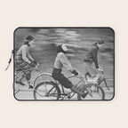 Women Riding Bicycles black and white photography / black and white photographs Laptop Sleeve Gallery Image 1