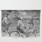Women Riding Bicycles black and white photography / black and white photographs Wall Hanging Gallery Image 1