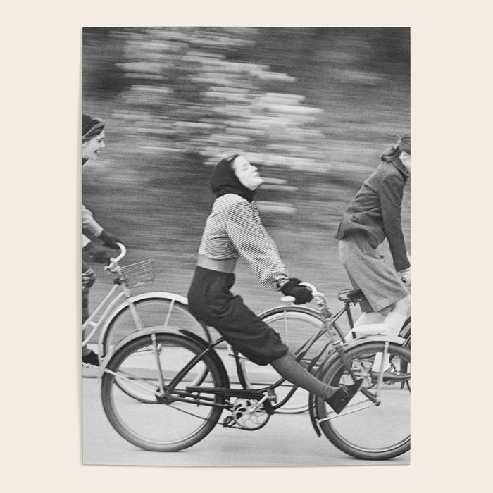Women Riding Bicycles black and white photography / black and white photographs Poster Gallery Image 4