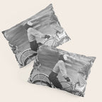 Women Riding Bicycles black and white photography / black and white photographs Pillow Sham Gallery Image 3
