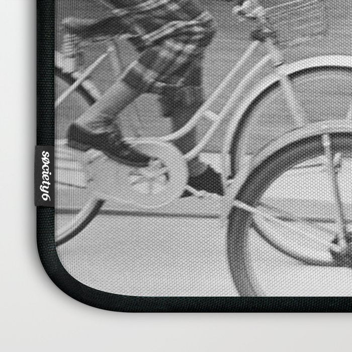 Women Riding Bicycles black and white photography / black and white photographs Laptop Sleeve Gallery Image 3