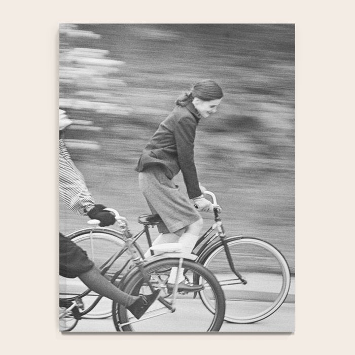 Women Riding Bicycles black and white photography / black and white photographs Notebook Gallery Image 4
