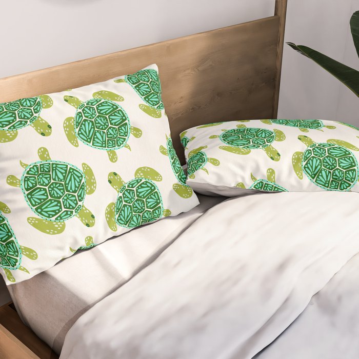 Sea Turtle - Green Palette Pillow Sham Gallery Image 2