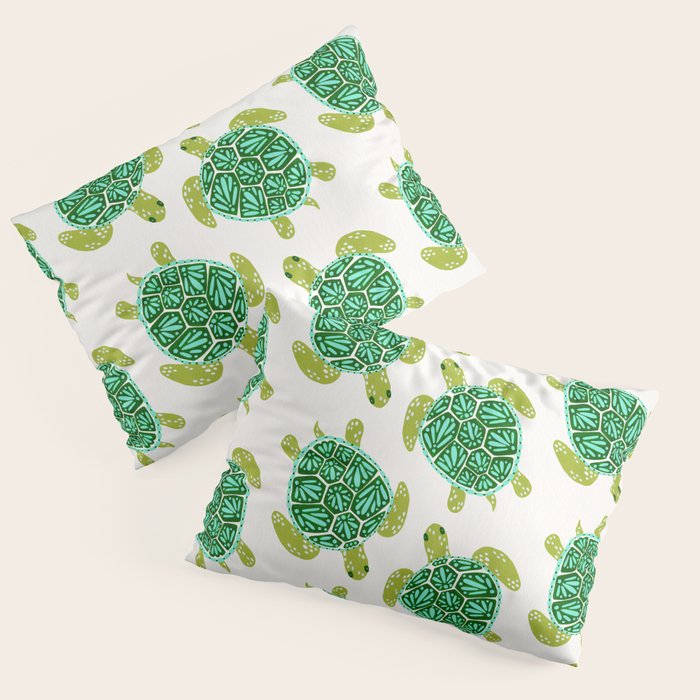 Sea Turtle - Green Palette Pillow Sham Gallery Image 3