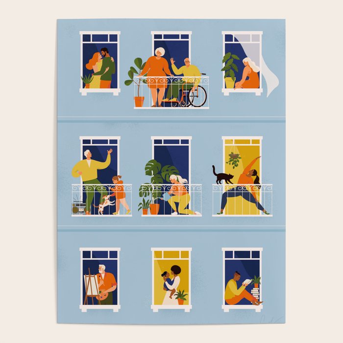 People on balconies Poster Gallery Image 4