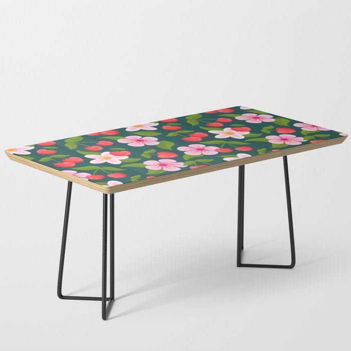 Cherry Pattern on Dark Teal Coffee Table Gallery Image 1