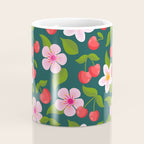 Cherry Pattern on Dark Teal Coffee Mug Gallery Image 4