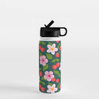 Cherry Pattern on Dark Teal Water Bottle Gallery Image 1