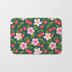 Cherry Pattern on Dark Teal Bath Mat Gallery Image 1