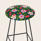 Cherry Pattern on Dark Teal Stool Gallery Image 2