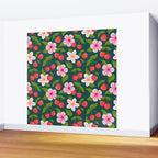 Cherry Pattern on Dark Teal Wall Mural Gallery Image 2