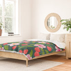 Cherry Pattern on Dark Teal Duvet Cover Gallery Image 2