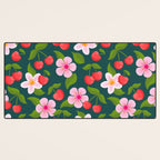 Cherry Pattern on Dark Teal Desk Mat Gallery Image 3