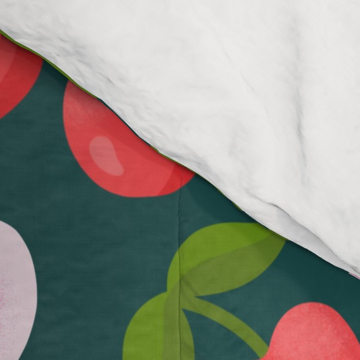 Cherry Pattern on Dark Teal Comforter Gallery Image 4