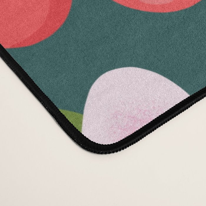 Cherry Pattern on Dark Teal Desk Mat Gallery Image 4