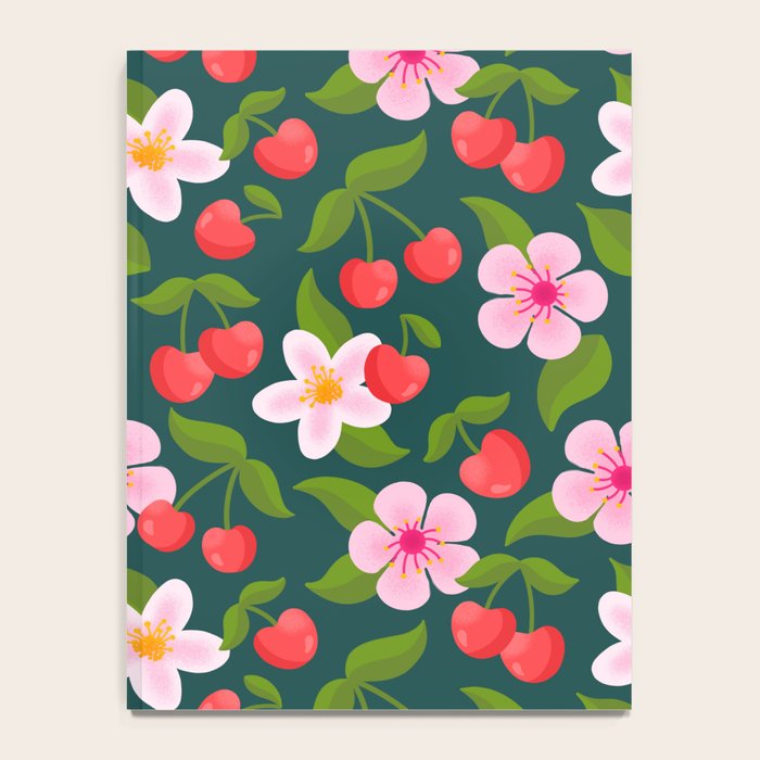 Cherry Pattern on Dark Teal Notebook Gallery Image 4
