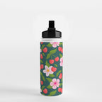 Cherry Pattern on Dark Teal Water Bottle Gallery Image 2