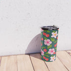 Cherry Pattern on Dark Teal Travel Mug Gallery Image 4