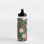Cherry Pattern on Dark Teal Water Bottle Gallery Image 3