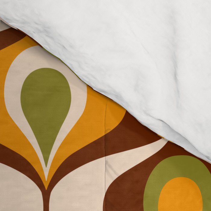 Retro 70s ovals op-art pattern brown, orange Comforter Gallery Image 4