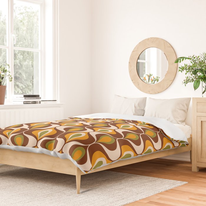 Retro 70s ovals op-art pattern brown, orange Duvet Cover Gallery Image 2