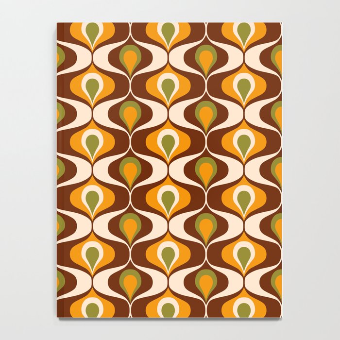 Retro 70s ovals op-art pattern brown, orange Notebook Gallery Image 4