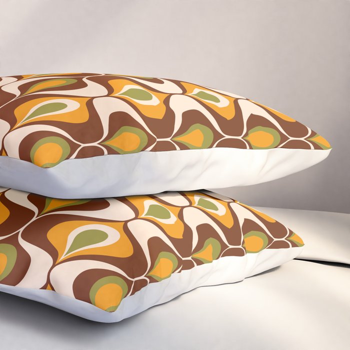 Retro 70s ovals op-art pattern brown, orange Pillow Sham Gallery Image 3