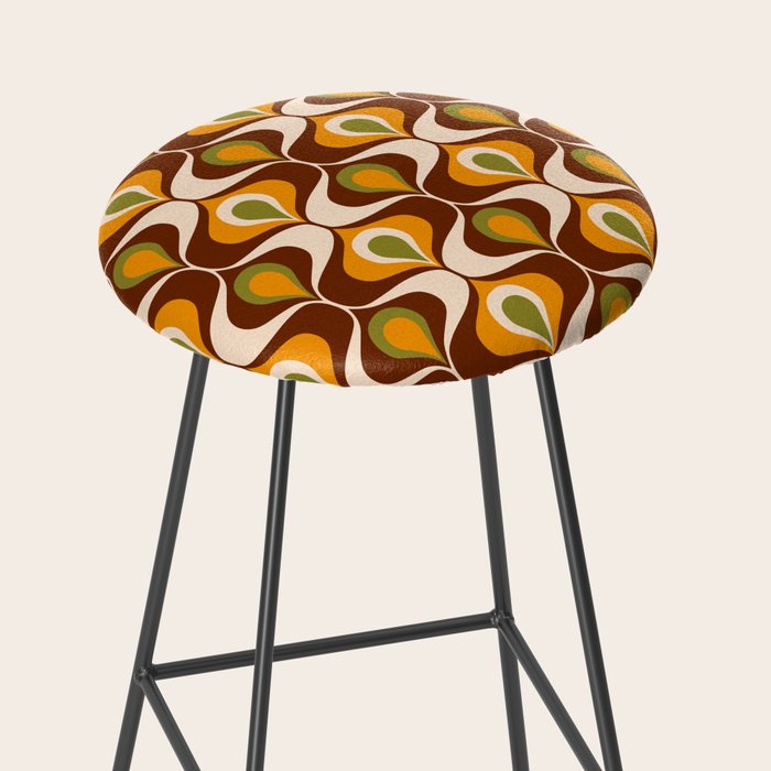 Retro 70s ovals op-art pattern brown, orange Stool Gallery Image 2