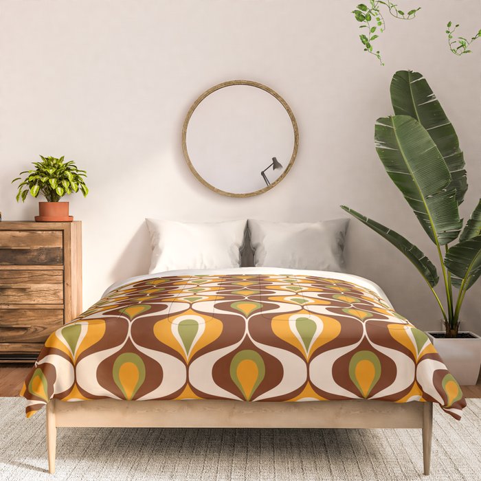 Retro 70s ovals op-art pattern brown, orange Comforter Gallery Image 3