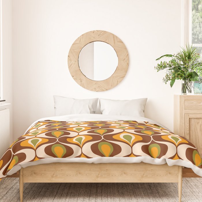 Retro 70s ovals op-art pattern brown, orange Duvet Cover Gallery Image 3