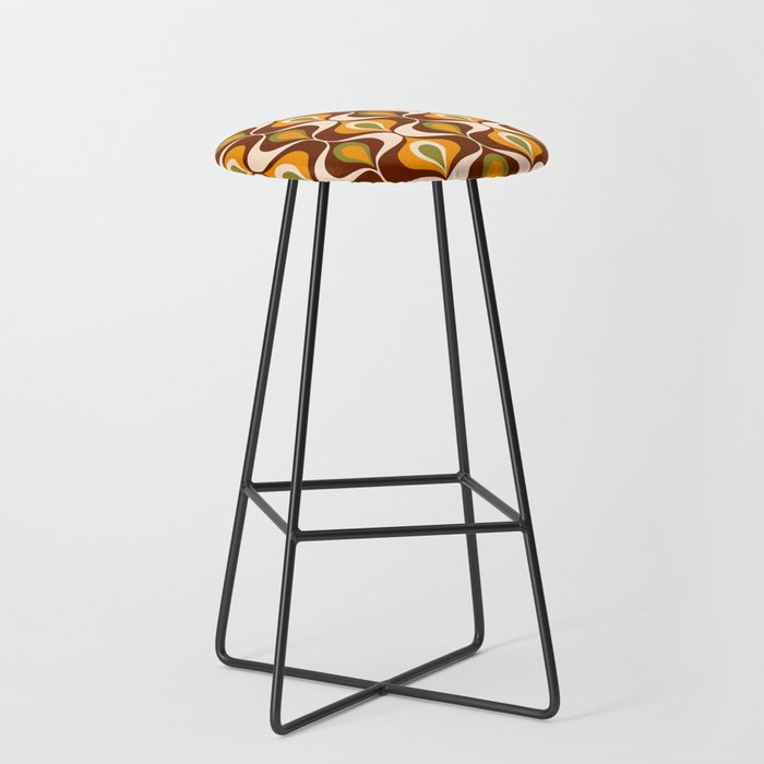 Retro 70s ovals op-art pattern brown, orange Stool Gallery Image 1