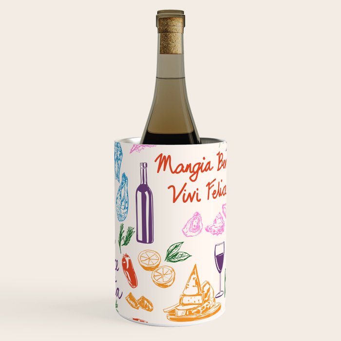 La Dolce Vita Italian Food Doodles Illustration Wine Chiller Gallery Image 1