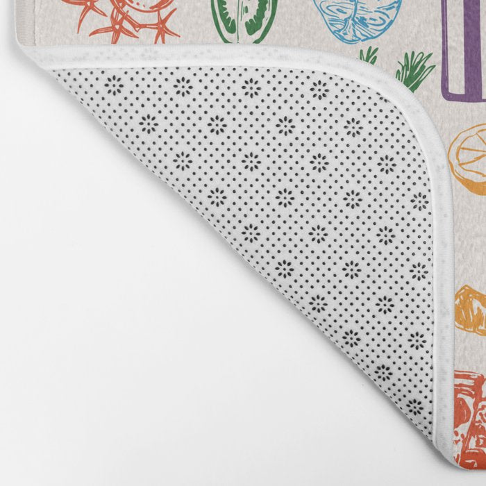 La Dolce Vita Italian Food Doodles Illustration Bath Mat Gallery Image 2
