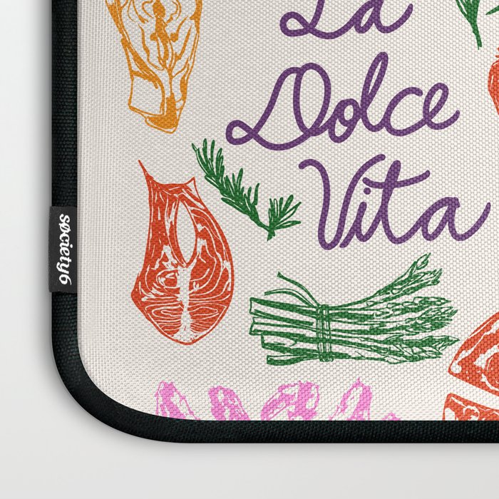 La Dolce Vita Italian Food Doodles Illustration Laptop Sleeve Gallery Image 3