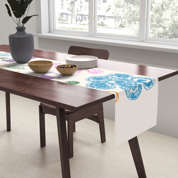 La Dolce Vita Italian Food Doodles Illustration Table Runner Gallery Image 2