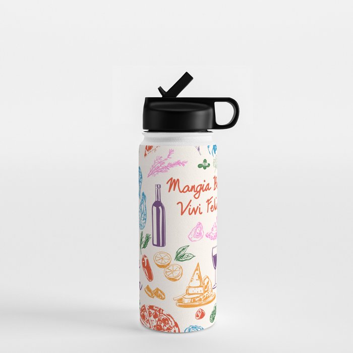 La Dolce Vita Italian Food Doodles Illustration Water Bottle Gallery Image 1