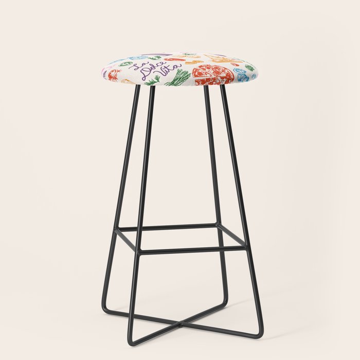 La Dolce Vita Italian Food Doodles Illustration Stool Gallery Image 1