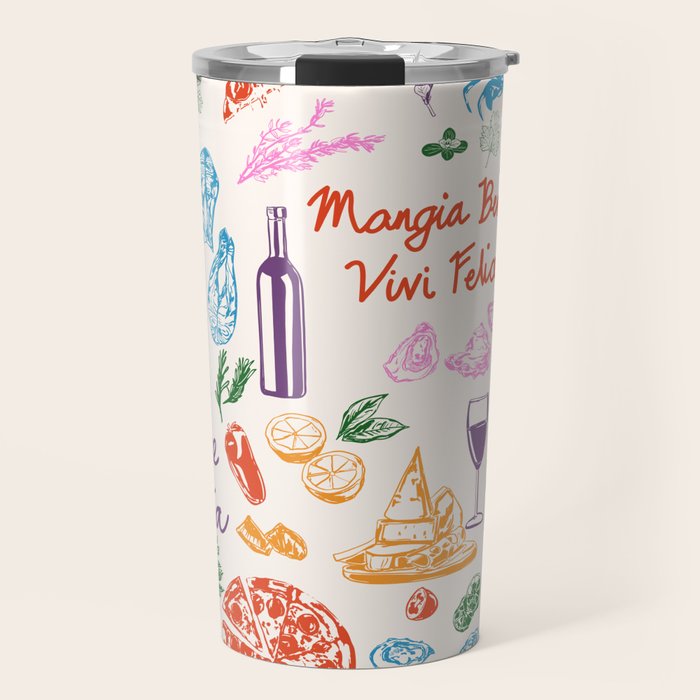 La Dolce Vita Italian Food Doodles Illustration Travel Mug Gallery Image 1