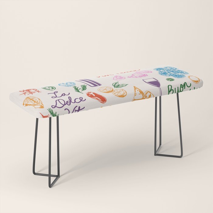 La Dolce Vita Italian Food Doodles Illustration Bench Gallery Image 1