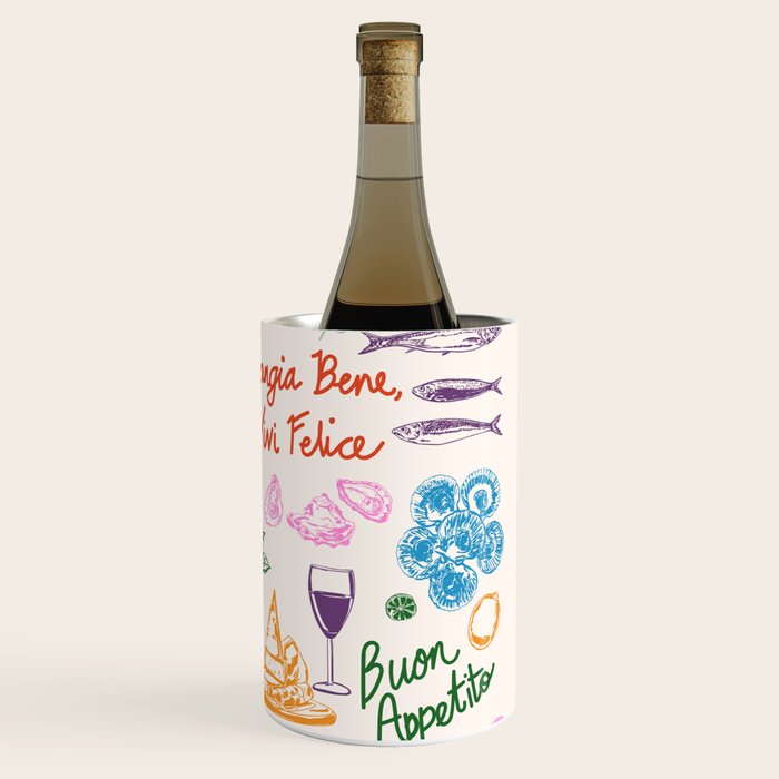 La Dolce Vita Italian Food Doodles Illustration Wine Chiller Gallery Image 3