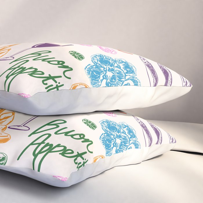 La Dolce Vita Italian Food Doodles Illustration Pillow Sham Gallery Image 3